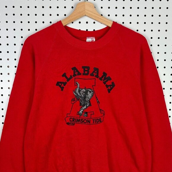 Alabama Crimson Tide Crewneck Sweatshirt Size Medium 80s 90s Crimson Big AL‎ - Picture 1 of 5